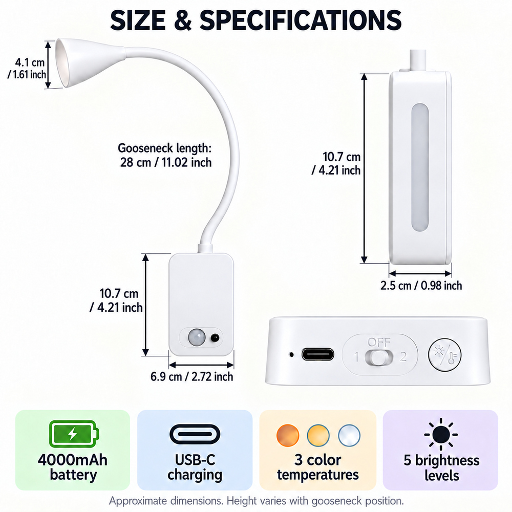 4000mAh 용량의 충전식 자석 부착 LED 독서등, - Light Switch 리뷰 및 가격